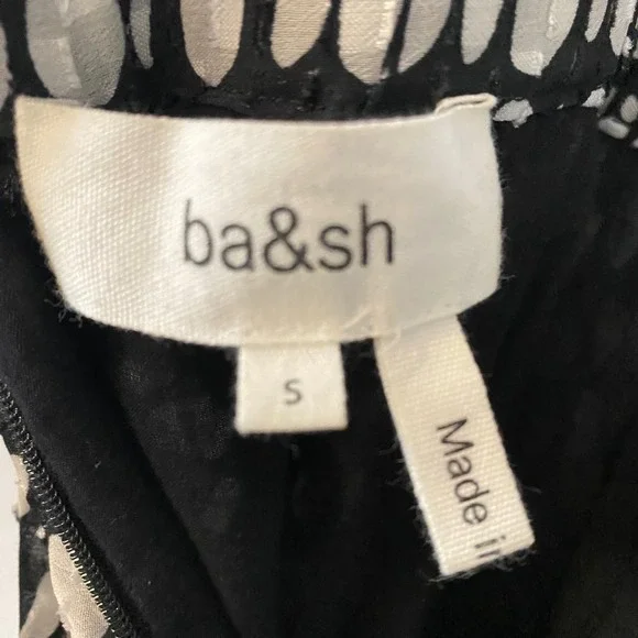 Ba&sh Black White Abstract Dot Pleated Midi Skirt Size Small Chic Flowing - Picture 5 of 9